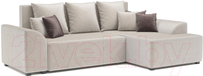 Диван угловой Mebel-Ars Каскад правый (бархат бежевый Star Velvet 6 Beige) - фото