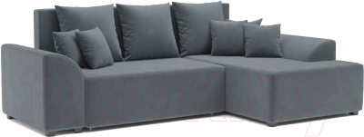 Диван угловой Mebel-Ars Каскад правый (велюр серо-синий HB-178 26) - фото