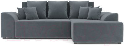 Диван угловой Mebel-Ars Каскад правый (велюр серо-синий HB-178 26)