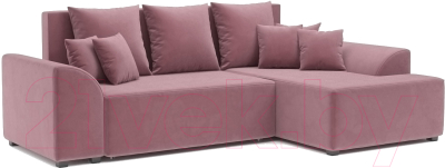 Диван угловой Mebel-Ars Каскад правый (велюр пудра НВ-178 18) - фото