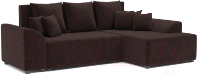 Диван угловой Mebel-Ars Каскад правый (велюр шоколад HB-178 16) - фото