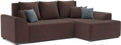 Диван угловой Mebel-Ars Каскад правый (велюр молочный шоколад НВ-178 13) - фото