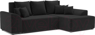Диван угловой Mebel-Ars Каскад правый (велюр черный НВ-178 17) - фото