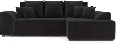 Диван угловой Mebel-Ars Каскад правый (велюр черный НВ-178 17)