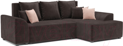 Диван угловой Mebel-Ars Каскад правый (кордрой коричневый) - фото
