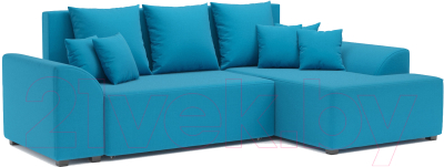 Диван угловой Mebel-Ars Каскад правый (синий) - фото