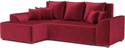 Диван угловой Mebel-Ars Каскад левый (бархат красный Star Velvet 3 Dark Red) - фото
