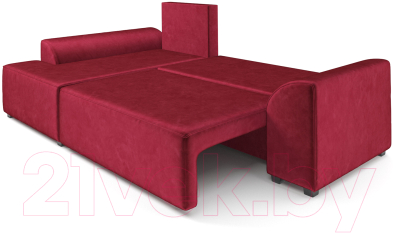 Диван угловой Mebel-Ars Каскад левый (бархат красный Star Velvet 3 Dark Red)
