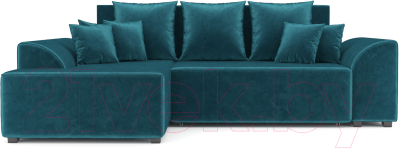 Диван угловой Mebel-Ars Каскад левый (бархат сине-зеленый Star Velvet 43 Black Green)