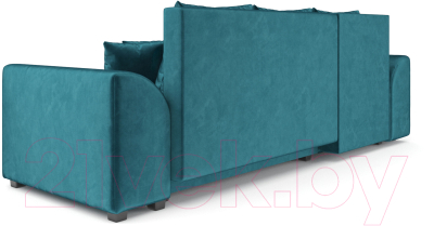 Диван угловой Mebel-Ars Каскад левый (бархат сине-зеленый Star Velvet 43 Black Green)