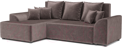 Диван угловой Mebel-Ars Каскад левый (бархат серо-шоколадный Star Velvet 60 Coffee) - фото
