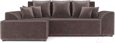 Диван угловой Mebel-Ars Каскад левый (бархат серо-шоколадный Star Velvet 60 Coffee)
