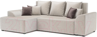 Диван угловой Mebel-Ars Каскад левый (бархат бежевый Star Velvet 6 Beige) - фото