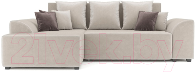 Диван угловой Mebel-Ars Каскад левый (бархат бежевый Star Velvet 6 Beige)