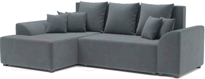 Диван угловой Mebel-Ars Каскад левый (велюр серо-синий HB-178 26) - фото