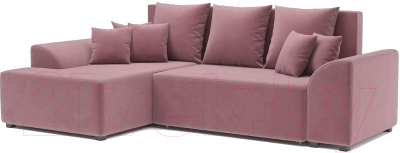 Диван угловой Mebel-Ars Каскад левый (велюр пудра НВ-178 18) - фото