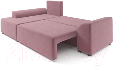 Диван угловой Mebel-Ars Каскад левый (велюр пудра НВ-178 18)
