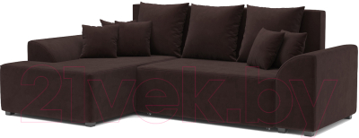 Диван угловой Mebel-Ars Каскад левый (велюр шоколад HB-178 16) - фото