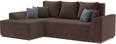 Диван угловой Mebel-Ars Каскад левый (велюр молочный шоколад НВ-178 13) - фото