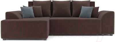 Диван угловой Mebel-Ars Каскад левый (велюр молочный шоколад НВ-178 13)