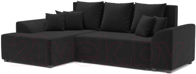 Диван угловой Mebel-Ars Каскад левый (велюр черный НВ-178 17) - фото