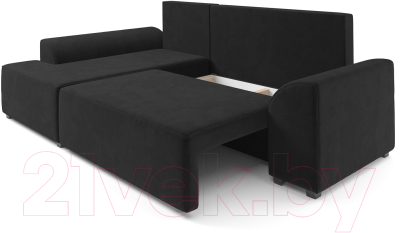 Диван угловой Mebel-Ars Каскад левый (велюр черный НВ-178 17)