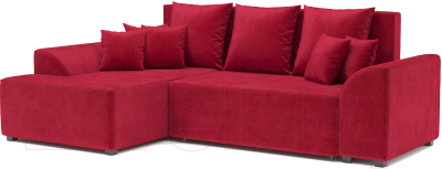 Диван угловой Mebel-Ars Каскад левый (кордрой красный) - фото