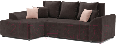 Диван угловой Mebel-Ars Каскад левый (кордрой коричневый) - фото