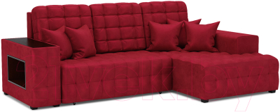 Диван угловой Mebel-Ars Мадрид правый (бархат красный Star Velvet 3 Dark Red) - фото