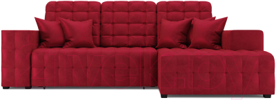 Диван угловой Mebel-Ars Мадрид правый (бархат красный Star Velvet 3 Dark Red)