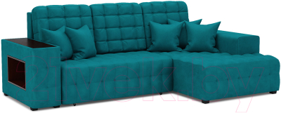 Диван угловой Mebel-Ars Мадрид правый (бархат сине-зеленый Star Velvet 43 Black Green) - фото