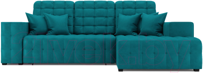 Диван угловой Mebel-Ars Мадрид правый (бархат сине-зеленый Star Velvet 43 Black Green)
