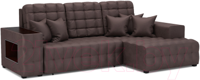 Диван угловой Mebel-Ars Мадрид правый (бархат серо-шоколадный Star Velvet 60 Coffee) - фото