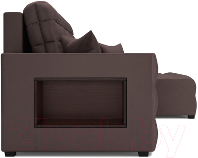 Диван угловой Mebel-Ars Мадрид правый (бархат серо-шоколадный Star Velvet 60 Coffee)