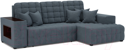 Диван угловой Mebel-Ars Мадрид правый (велюр серо-синий HB-178 26) - фото