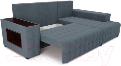 Диван угловой Mebel-Ars Мадрид правый (велюр серо-синий HB-178 26)