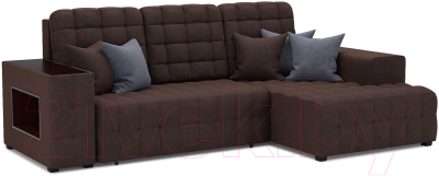 Диван угловой Mebel-Ars Мадрид правый (велюр молочный шоколад НВ-178 13) - фото