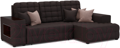 Диван угловой Mebel-Ars Мадрид правый (кордрой коричневый) - фото