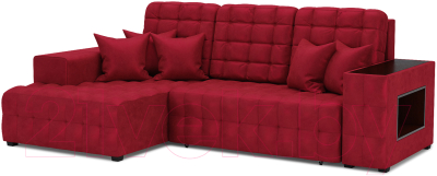Диван угловой Mebel-Ars Мадрид левый (бархат красный Star Velvet 3 Dark Red) - фото