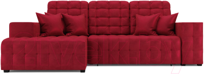 Диван угловой Mebel-Ars Мадрид левый (бархат красный Star Velvet 3 Dark Red)