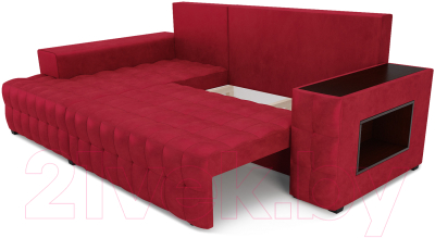 Диван угловой Mebel-Ars Мадрид левый (бархат красный Star Velvet 3 Dark Red)