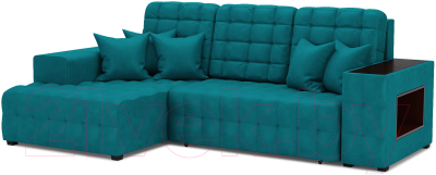 Диван угловой Mebel-Ars Мадрид левый (бархат сине-зеленый Star Velvet 43 Black Green) - фото