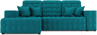 Диван угловой Mebel-Ars Мадрид левый (бархат сине-зеленый Star Velvet 43 Black Green)