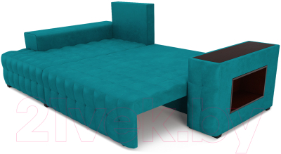 Диван угловой Mebel-Ars Мадрид левый (бархат сине-зеленый Star Velvet 43 Black Green)
