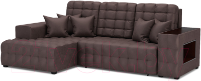 Диван угловой Mebel-Ars Мадрид левый (бархат серо-шоколадный Star Velvet 60 Coffee) - фото