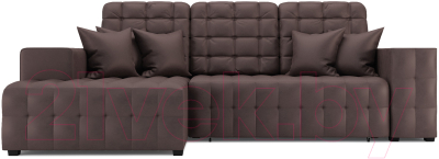 Диван угловой Mebel-Ars Мадрид левый (бархат серо-шоколадный Star Velvet 60 Coffee)