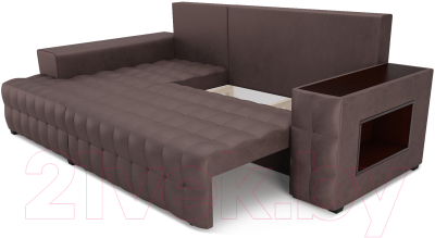 Диван угловой Mebel-Ars Мадрид левый (бархат серо-шоколадный Star Velvet 60 Coffee)