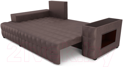 Диван угловой Mebel-Ars Мадрид левый (бархат серо-шоколадный Star Velvet 60 Coffee)