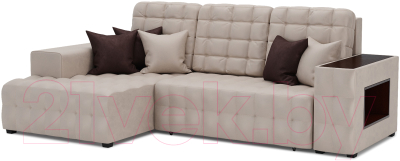 Диван угловой Mebel-Ars Мадрид левый (бархат бежевый Star Velvet 6 Beige) - фото