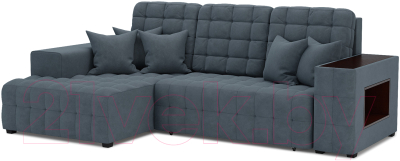 Диван угловой Mebel-Ars Мадрид левый (велюр серо-синий HB-178 26) - фото